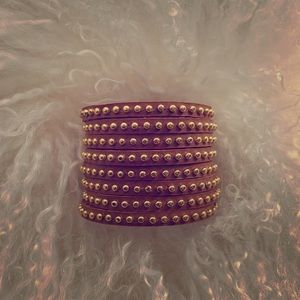 Cara Couture Genuine Leather Gold Mini Stud Cuff